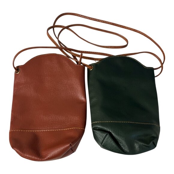 Lot of 2 Heroing Faux Leather Crossbody Bags – Brown & Dark Green – Small Sling - Picture 2 of 8